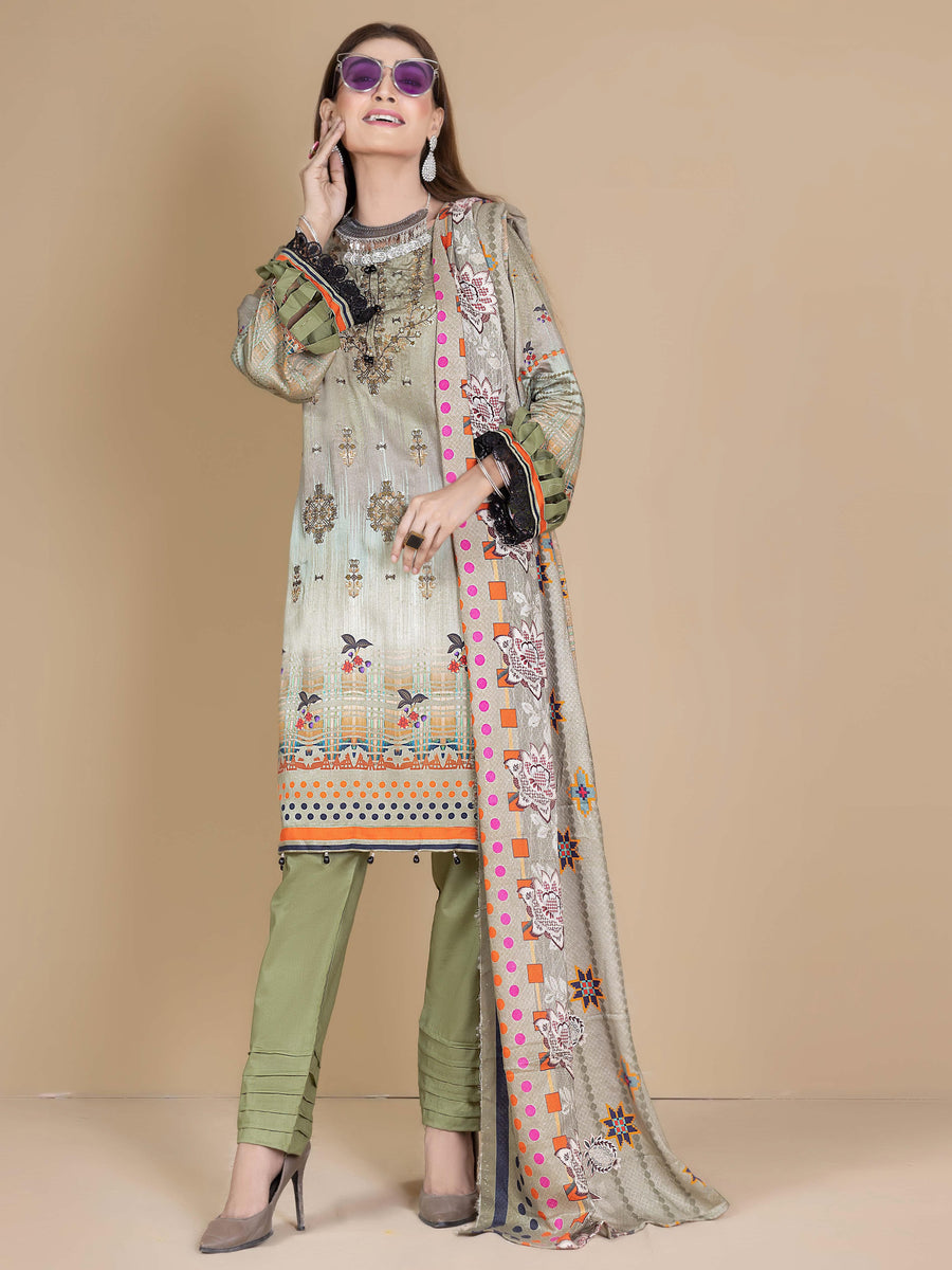 Florence Vol 07 Embroidered Cotail Linen Unstitched 3Pc Suit D-07