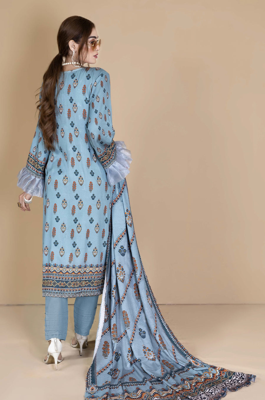 Florence Vol 07 Embroidered Cotail Linen Unstitched 3Pc Suit D-08