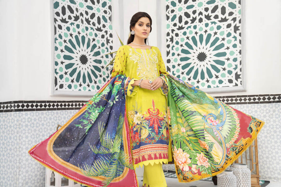 Noorangi Shaad Digital Printed Lawn Unstitched 3Pc Suit - Dhaani