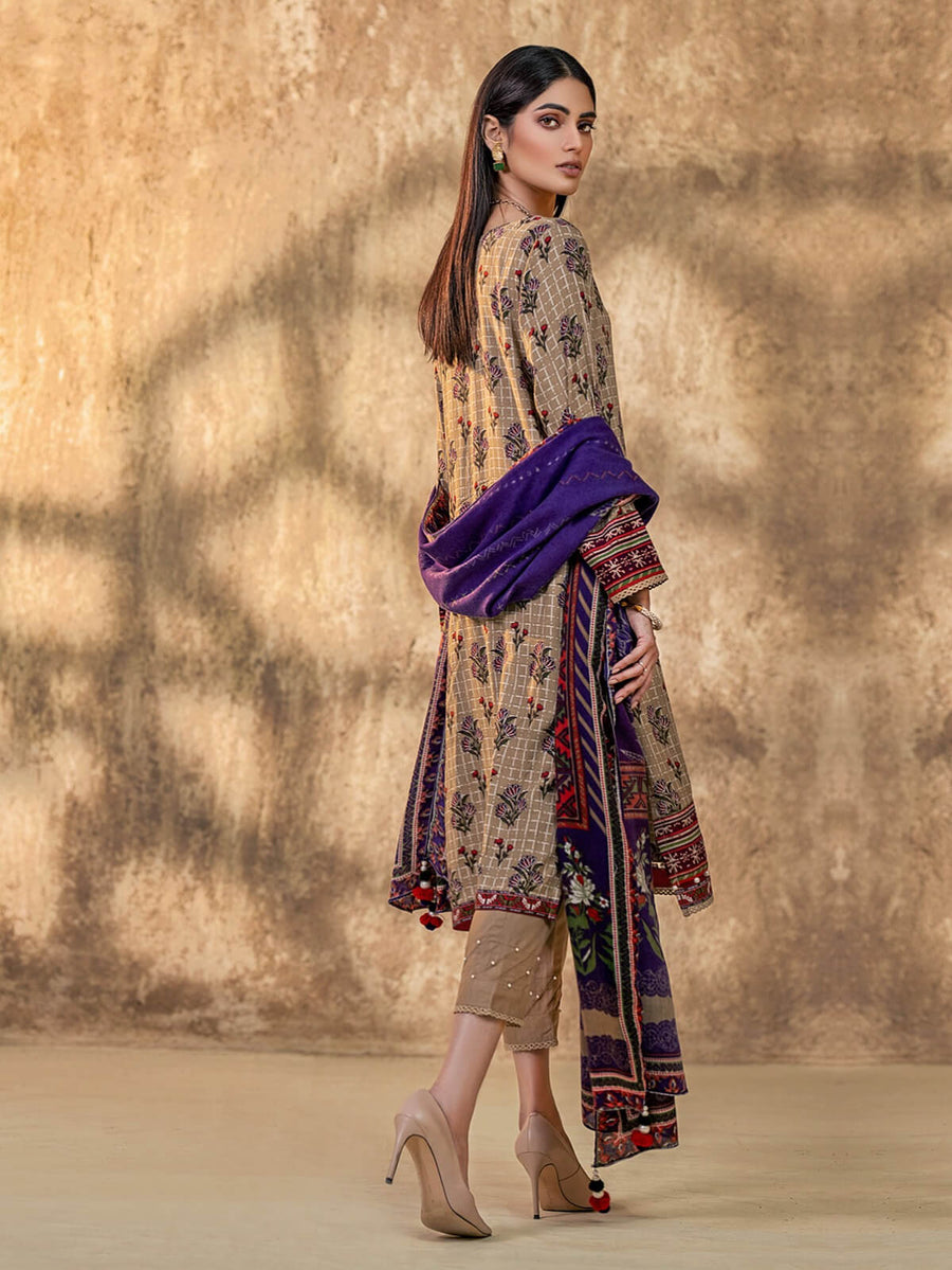 edenrobe Allure Viscose Linen Print with Shawl 3pc Suit EWU20A14-20373 - FaisalFabrics.pk