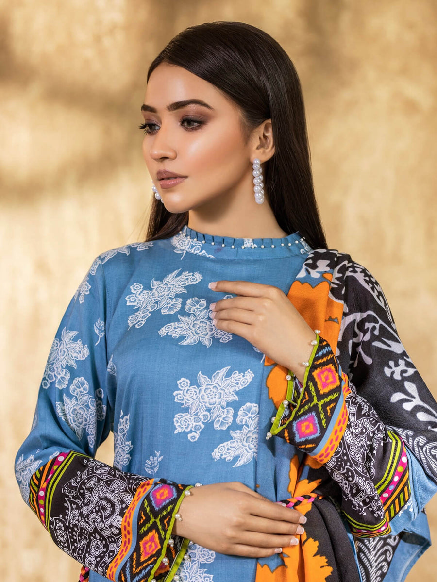 edenrobe Allure Viscose Linen Print with Shawl 3pc Suit EWU20A14-20375 - FaisalFabrics.pk