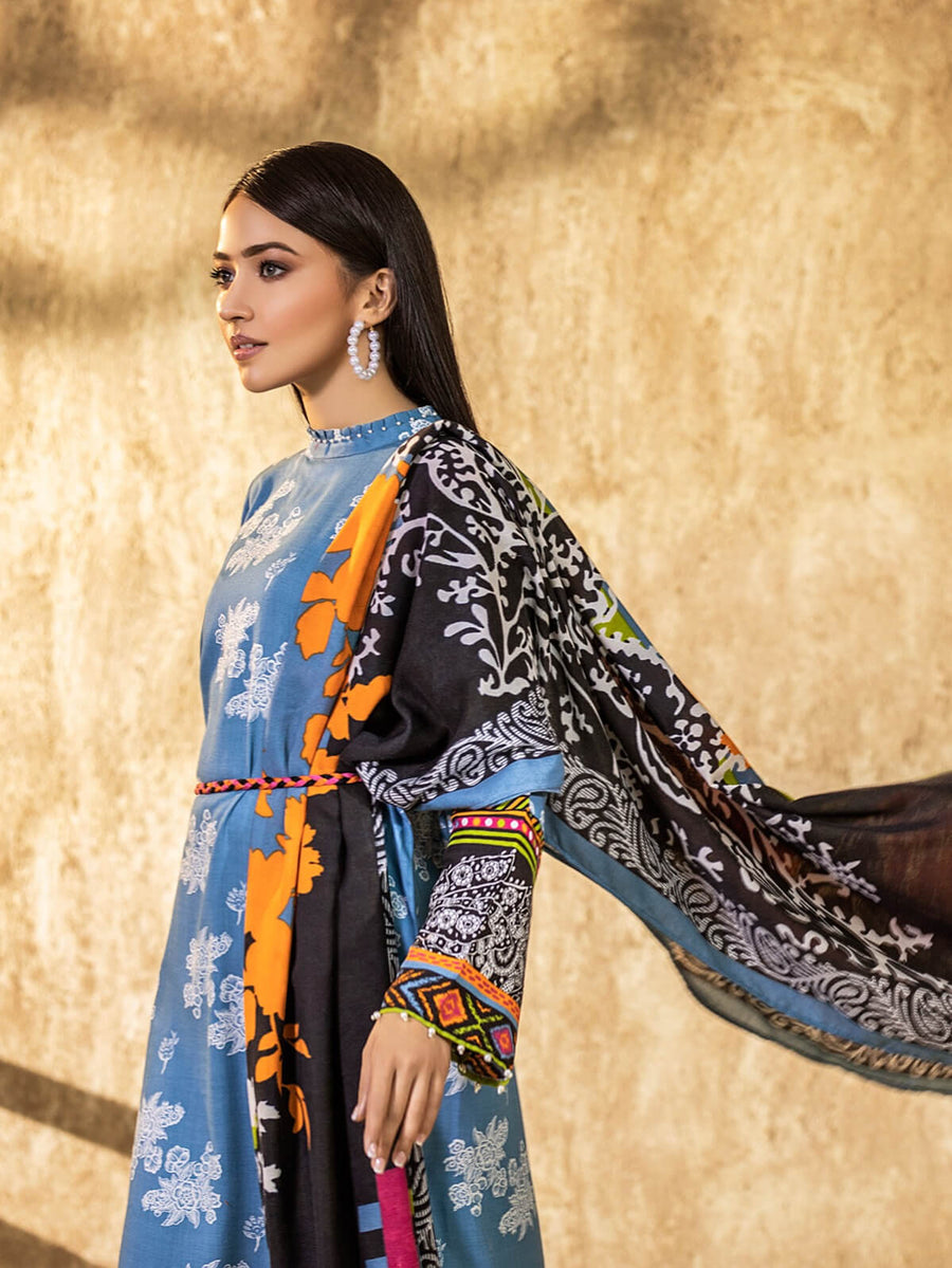 edenrobe Allure Viscose Linen Print with Shawl 3pc Suit EWU20A14-20375 - FaisalFabrics.pk
