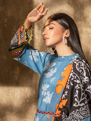 edenrobe Allure Viscose Linen Print with Shawl 3pc Suit EWU20A14-20375 - FaisalFabrics.pk
