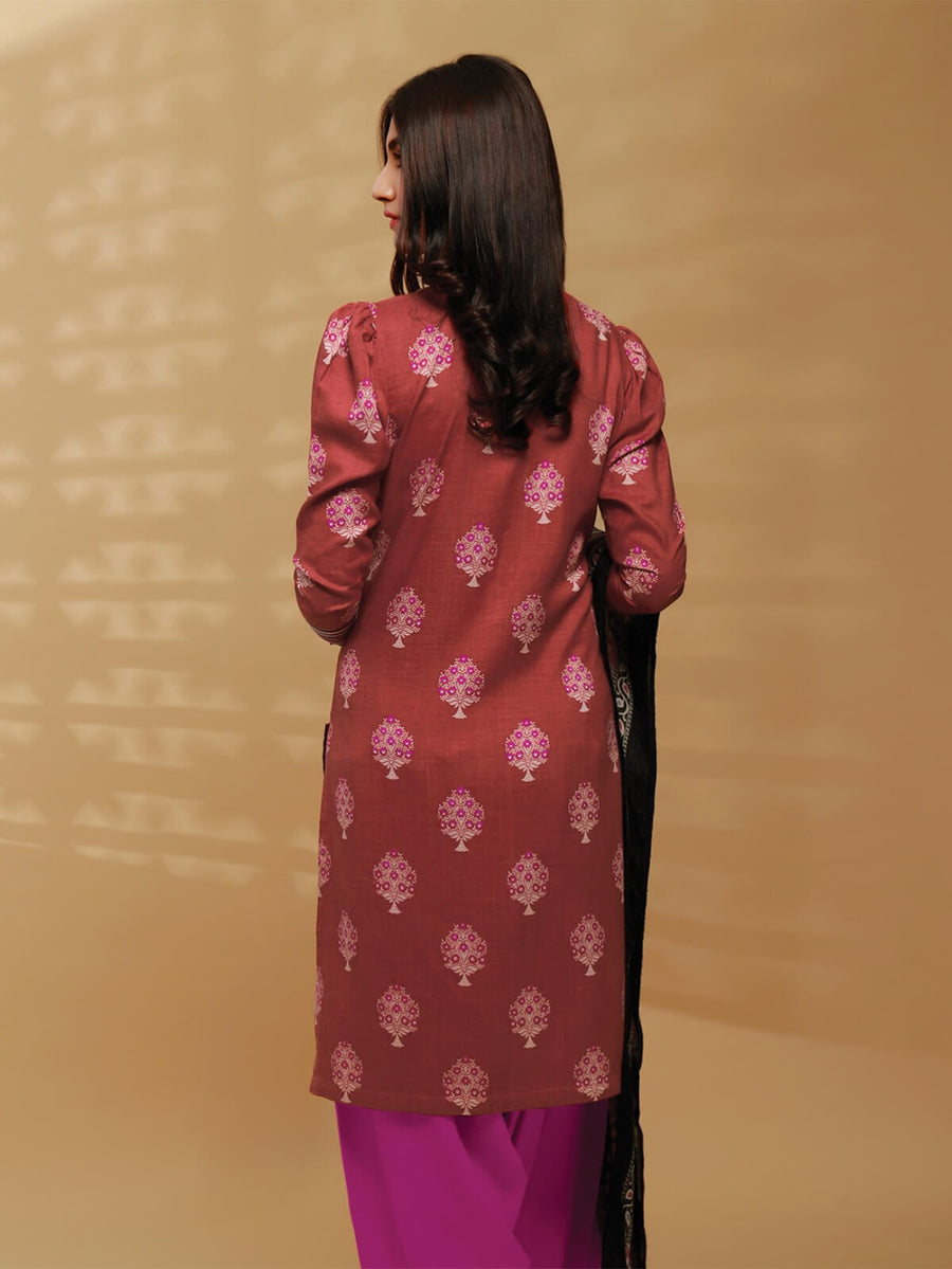edenrobe Allure Viscose Linen Print with Shawl 3pc Suit EWU20A14-20383 - FaisalFabrics.pk