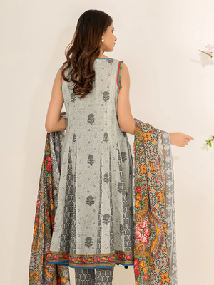 edenrobe Premium Lawn Unstitched 3Pc Embroidered Suit EWU21V2-20409 - FaisalFabrics.pk