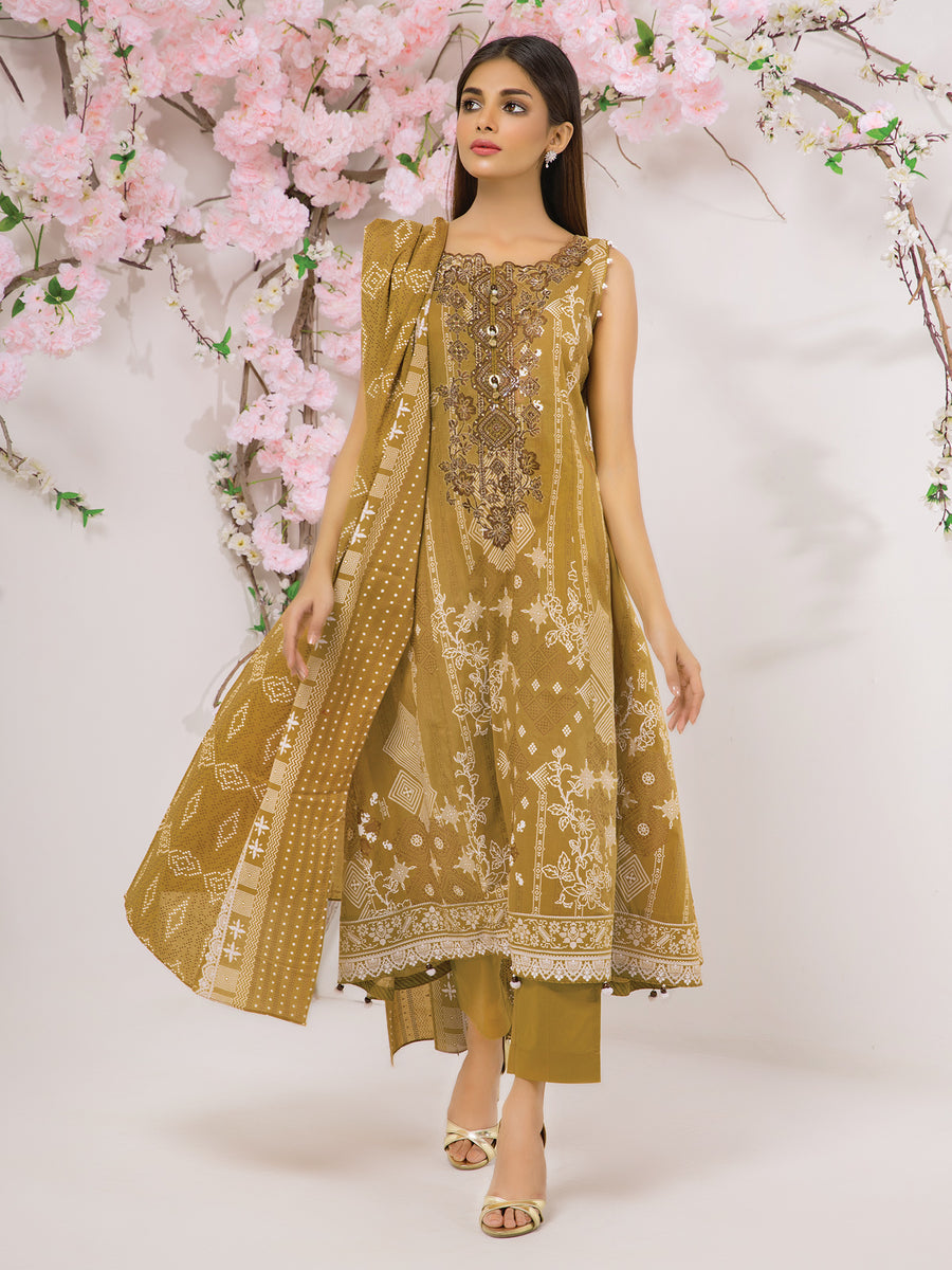edenrobe Summer Luxe Lawn Unstitched 3pc Embroidered Suit EWU21V2-20440 - FaisalFabrics.pk