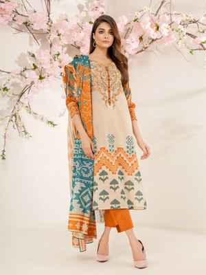 edenrobe Summer Luxe Lawn Unstitched 3pc Embroidered Suit EWU21V2-20445 - FaisalFabrics.pk