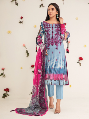 edenrobe Summer Luxe Lawn Unstitched 3pc Embroidered Suit EWU21V2-20457 - FaisalFabrics.pk