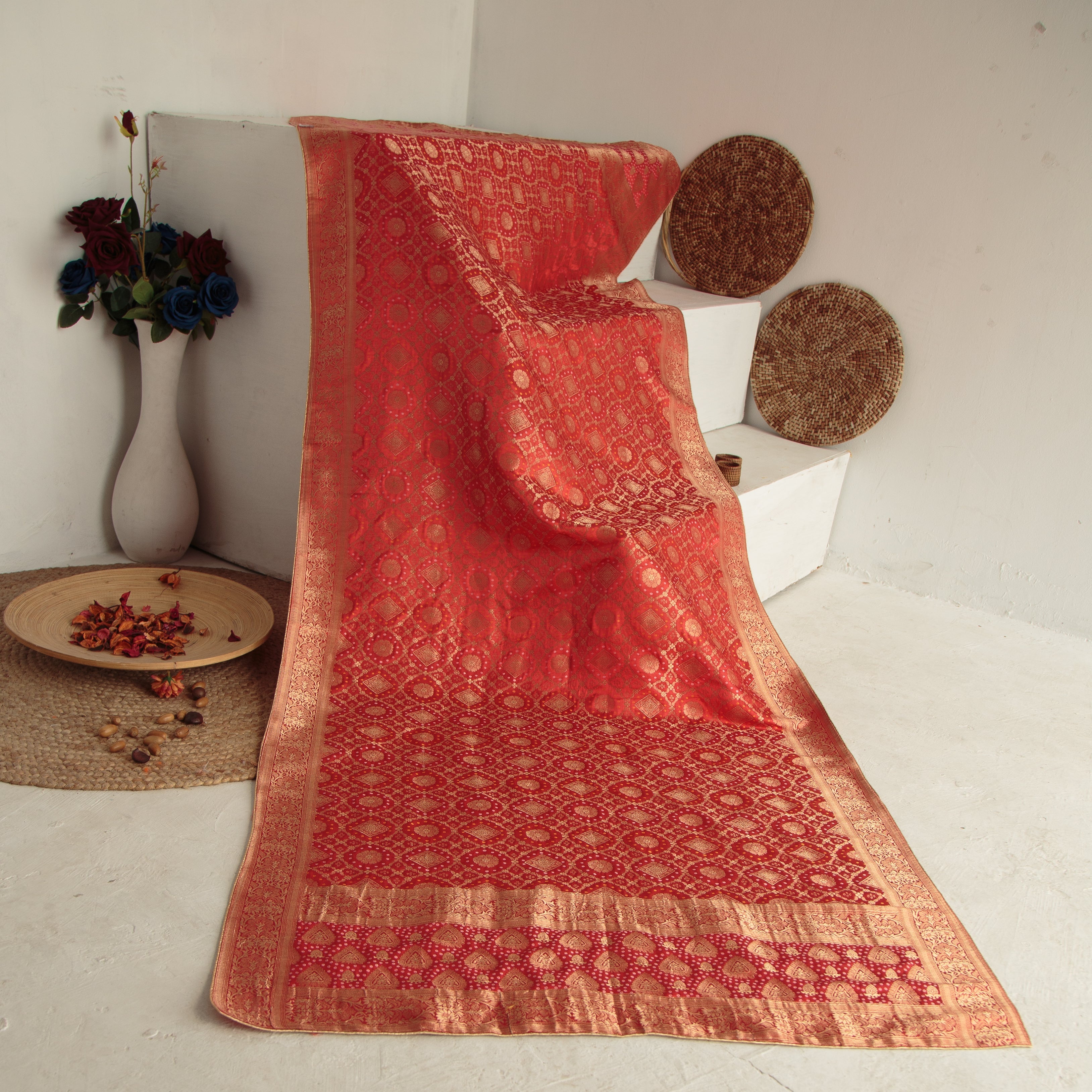 Tasneem Fabrics Women's Pure Gaji Silk Jacquard Dupatta - FBDY0002543
