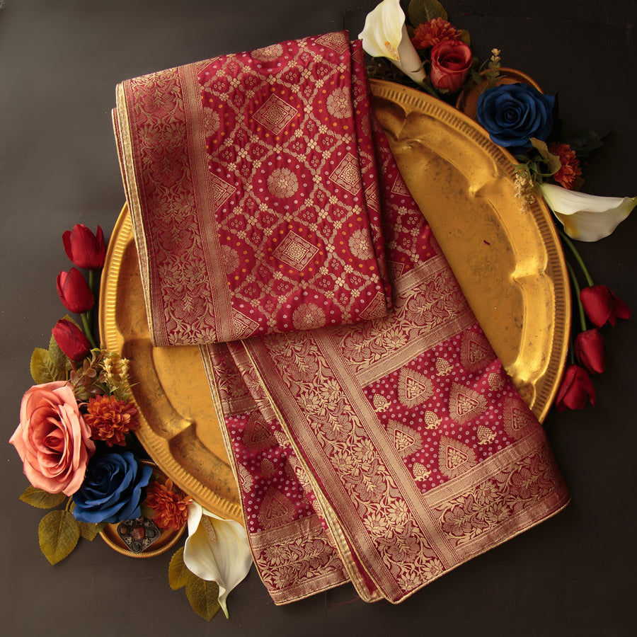 Tasneem Fabrics Women's Pure Gaji Silk Jacquard Dupatta - FBDY0002539