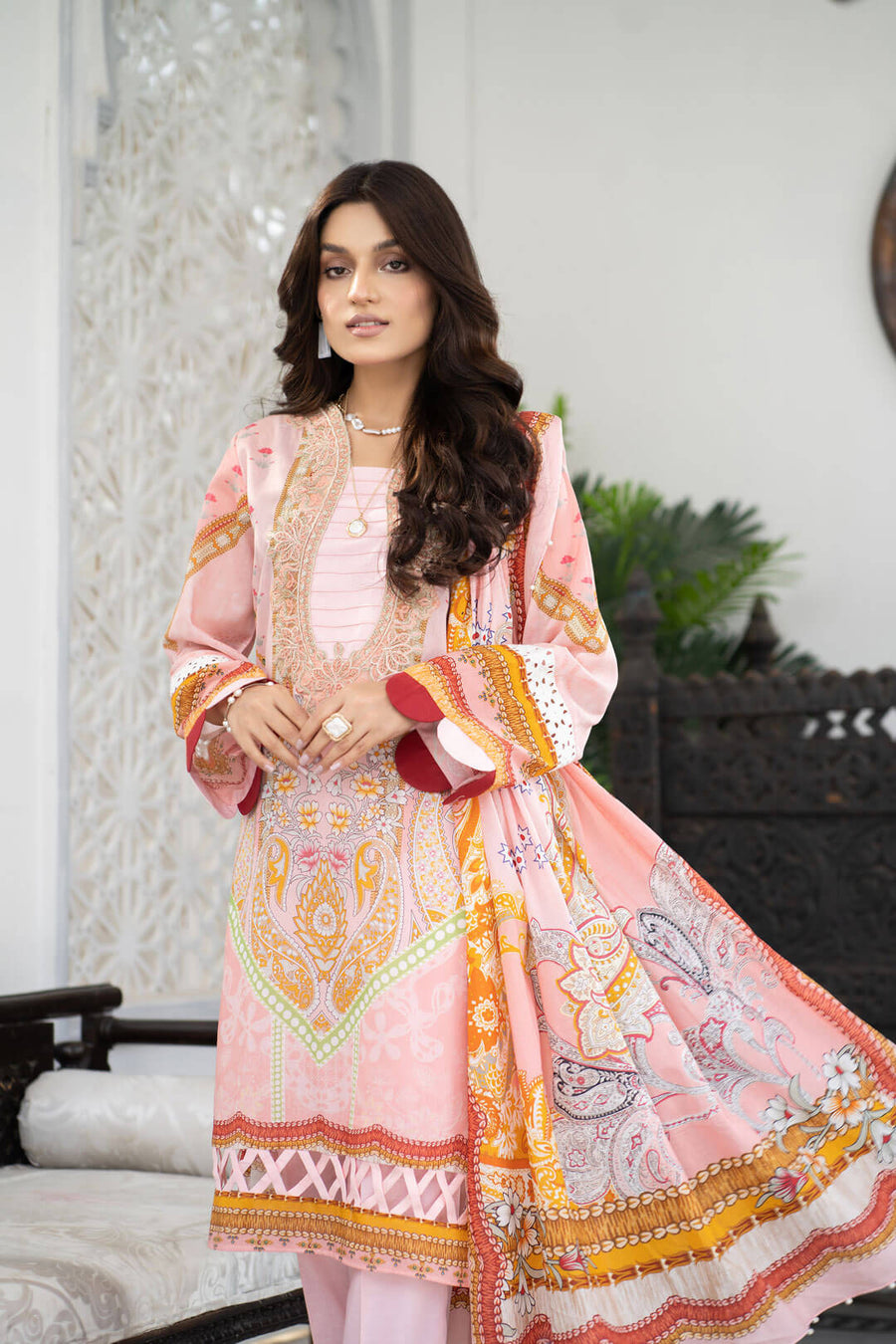 Noorangi Shaad Digital Printed Lawn Unstitched 3Pc Suit - MarJaan