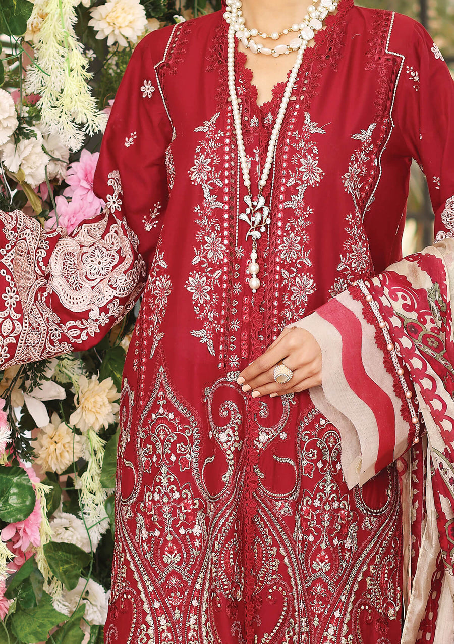 KAHF Premium Embroidered Luxury Lawn Unstitched 3Pc Suit KLC-09A