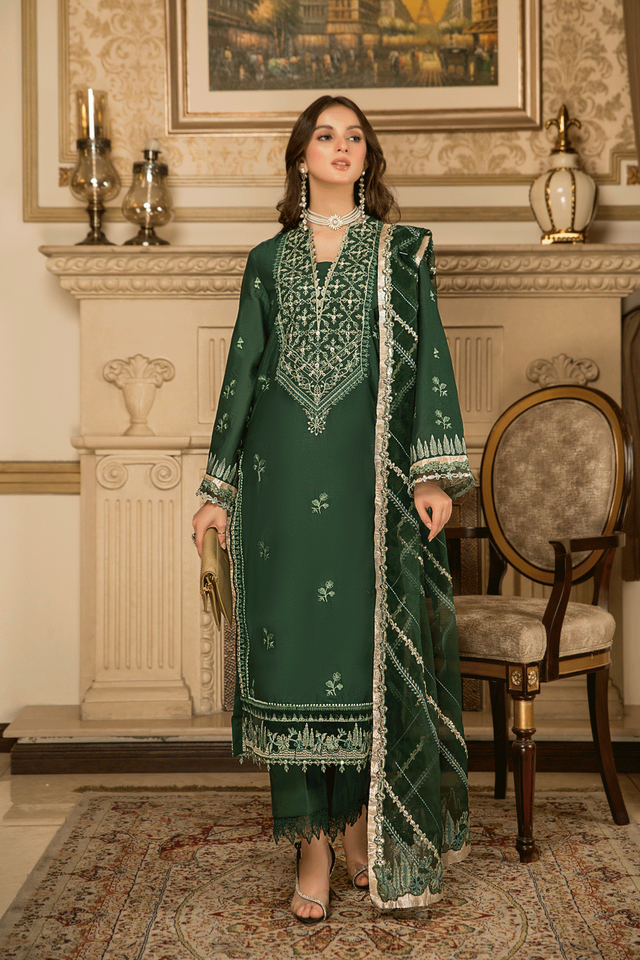 Suveez Pariza Embroidered Lawn 3 Piece Suit - CP-10 ZARGUL