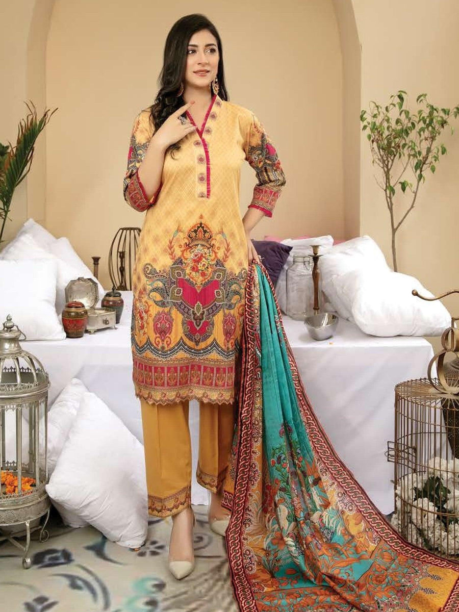 Al Kareem Zoha Printed Lawn Collection'21 Unstitched 3 Piece Suit D-03 - FaisalFabrics.pk
