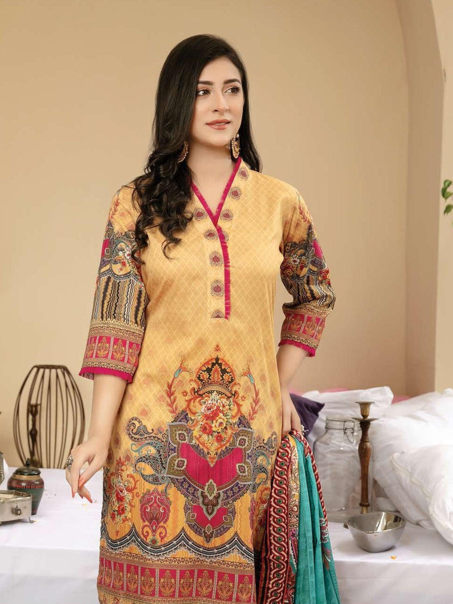 Al Kareem Zoha Printed Lawn Collection'21 Unstitched 3 Piece Suit D-03 - FaisalFabrics.pk