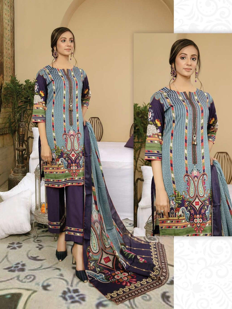 Al Kareem Zoha Printed Lawn Collection'21 Unstitched 3 Piece Suit D-05 - FaisalFabrics.pk