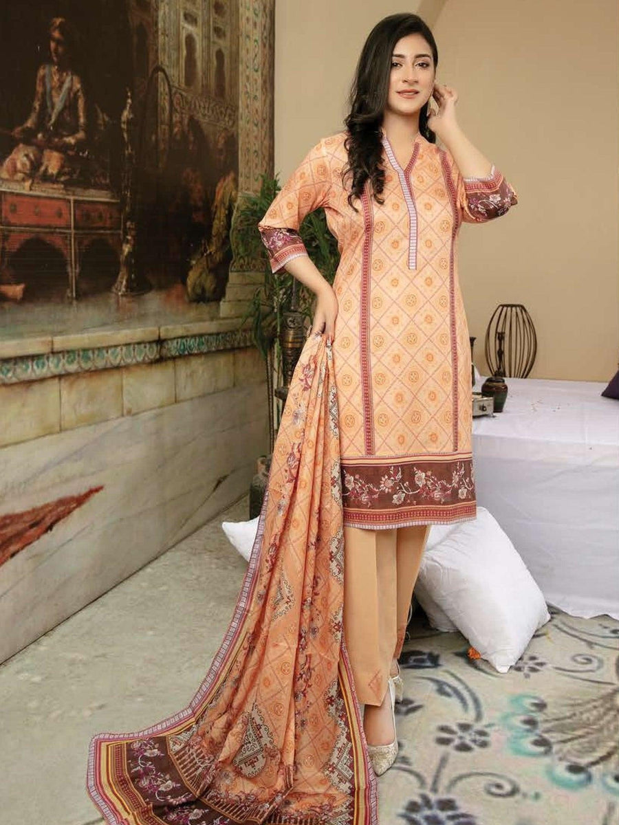 Al Kareem Zoha Printed Lawn Collection'21 Unstitched 3 Piece Suit D-06 - FaisalFabrics.pk