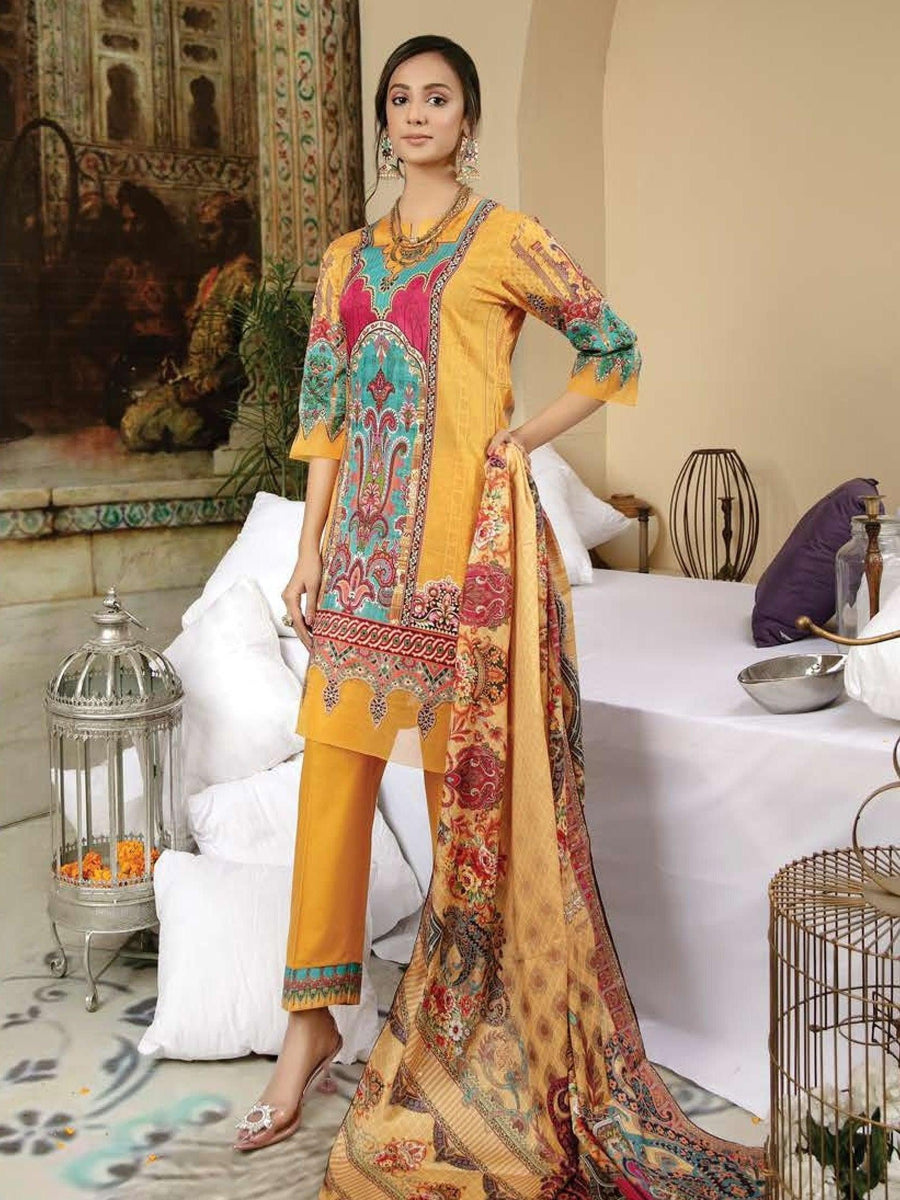Al Kareem Zoha Printed Lawn Collection'21 Unstitched 3 Piece Suit D-09 - FaisalFabrics.pk
