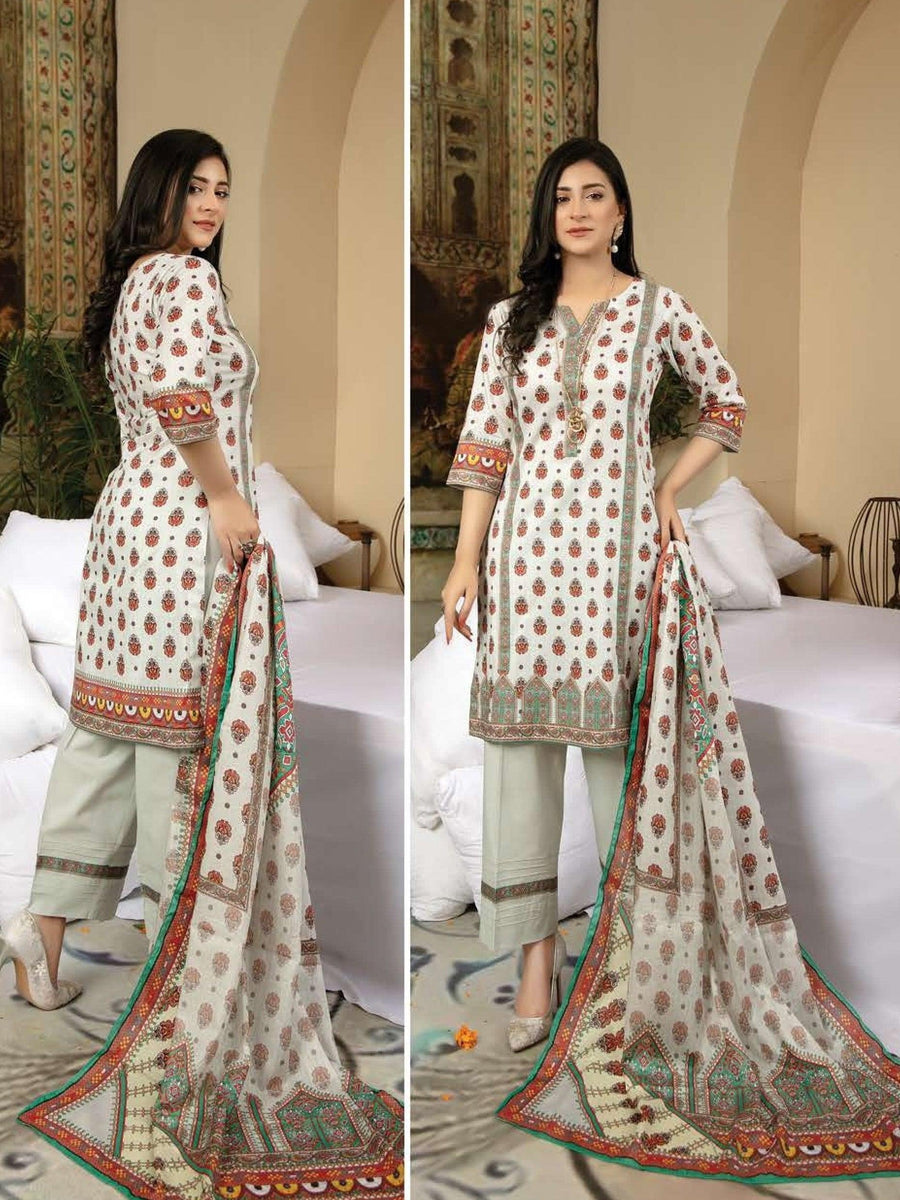 Al Kareem Zoha Printed Lawn Collection'21 Unstitched 3 Piece Suit D-10 - FaisalFabrics.pk
